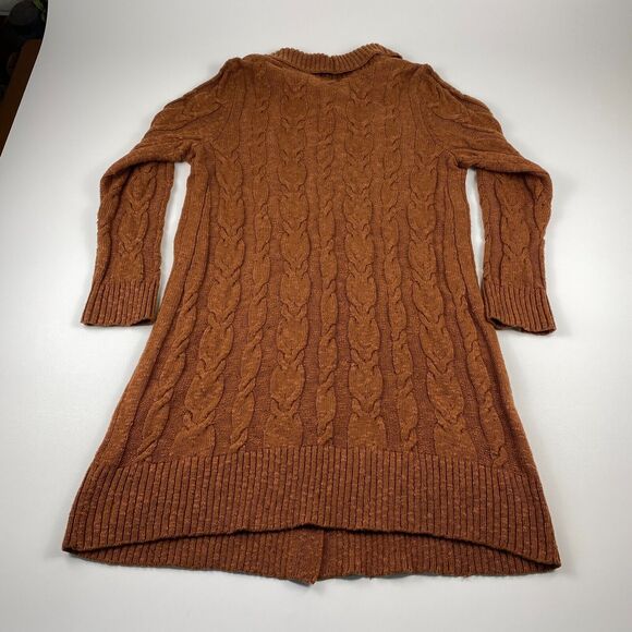 J.Jill Womens Cable-knit Cardigan Button Up Duster Sweater Auburn Sz Medium Wool - Picture 5 of 11